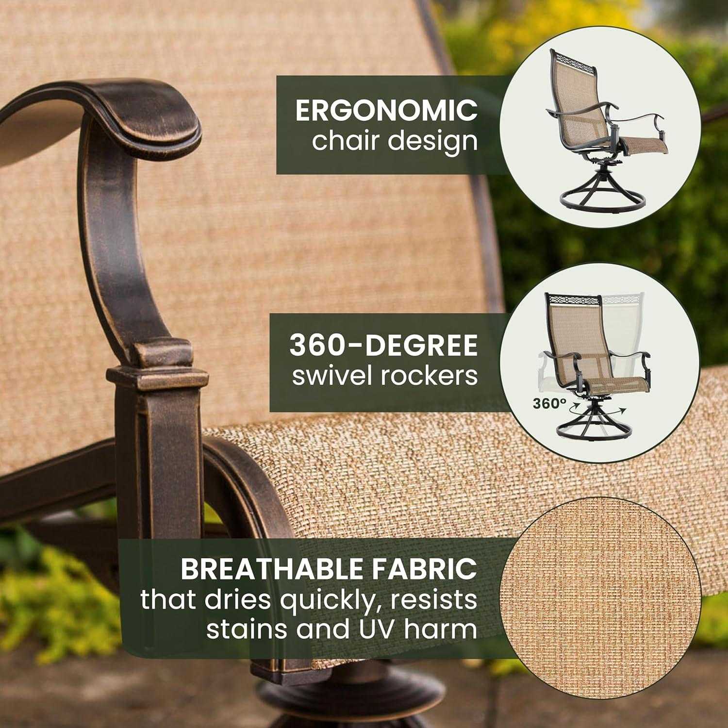 Hanover Manor 5-Piece Adult Modern PVC Aluminum Round Patio Dining Set Cast Sling