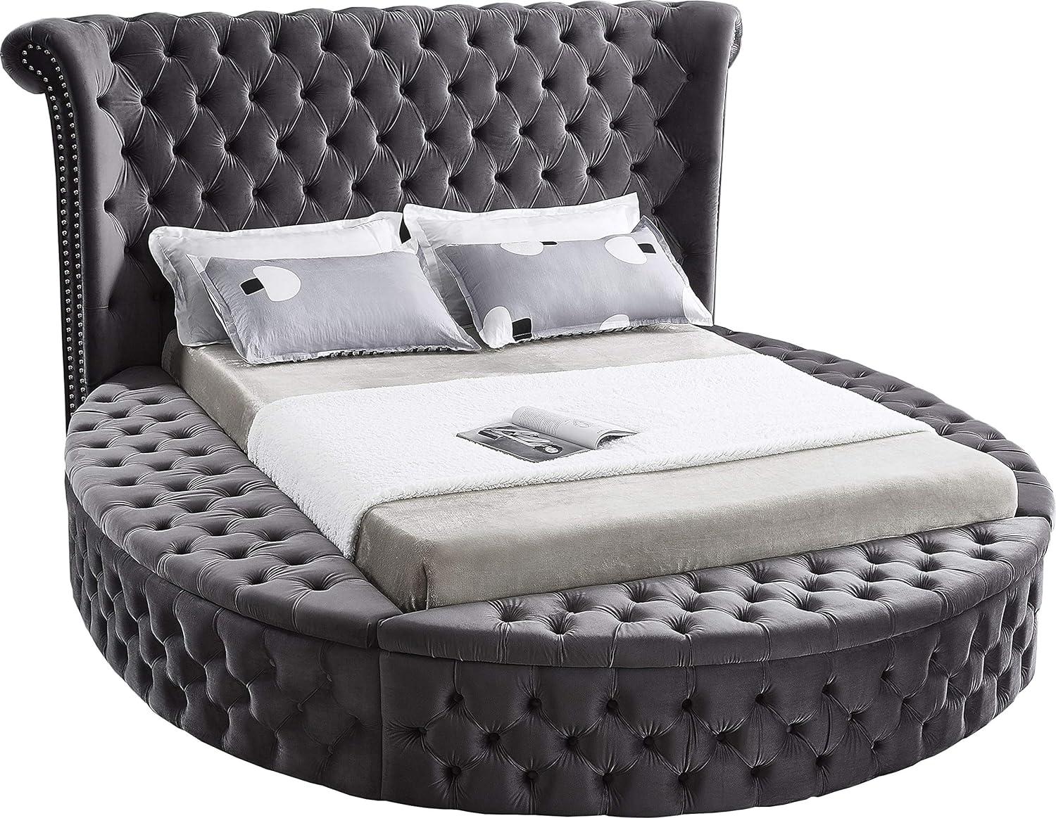 Meridian Furniture Luxus Gray Velvet King Bed