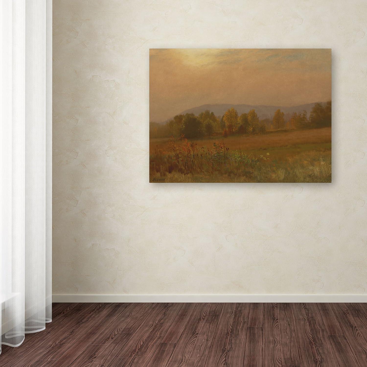 Trademark Fine Art "Autumn Landscape New England" by Albert Bierstadt Framed Painting Print on Wrapped Canvas