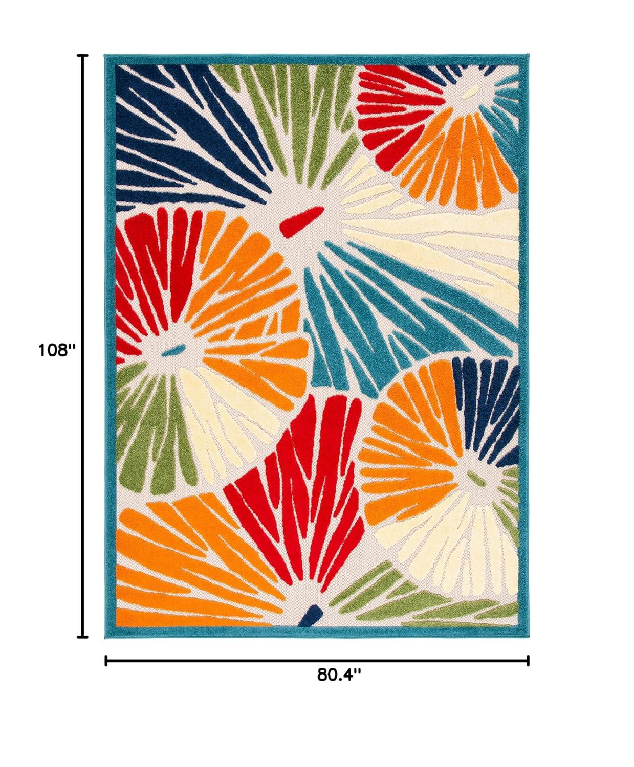 Cabana CBN356 Power Loomed Indoor and Outdoor Area Rug - Ivory/Blue - 6'7"x9' - Safavieh.