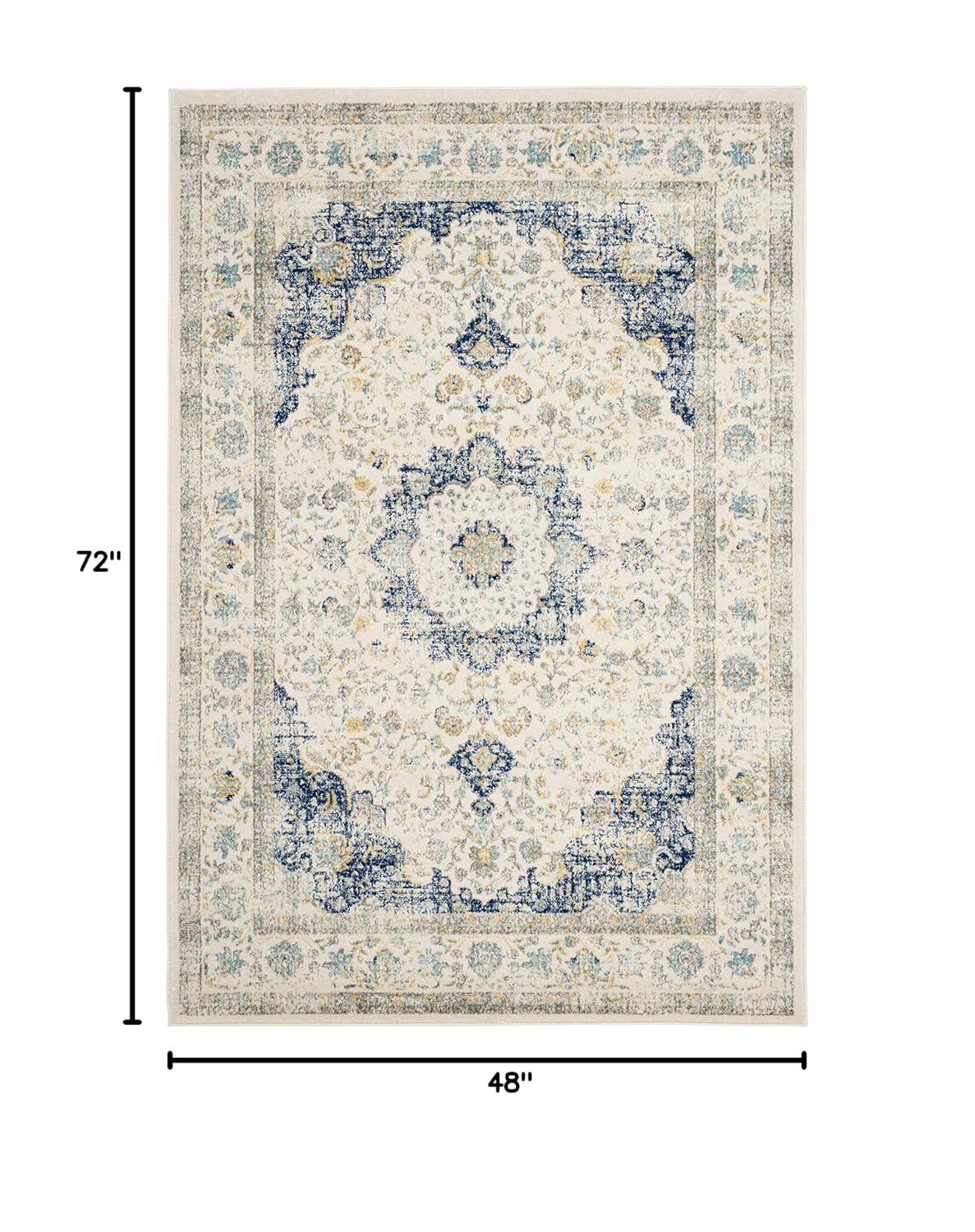 Evoke EVK220 Power Loomed Area Rug - Ivory/Blue - 4'x6' - Safavieh.