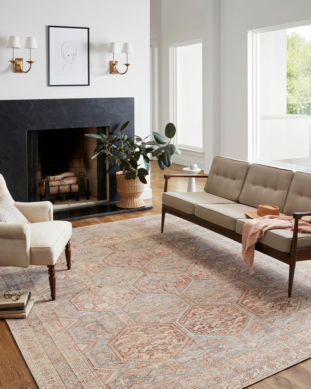 Jules Rug by Chris Loves Julia x Loloi - Tangerine and Mist / 9'6" x 14"