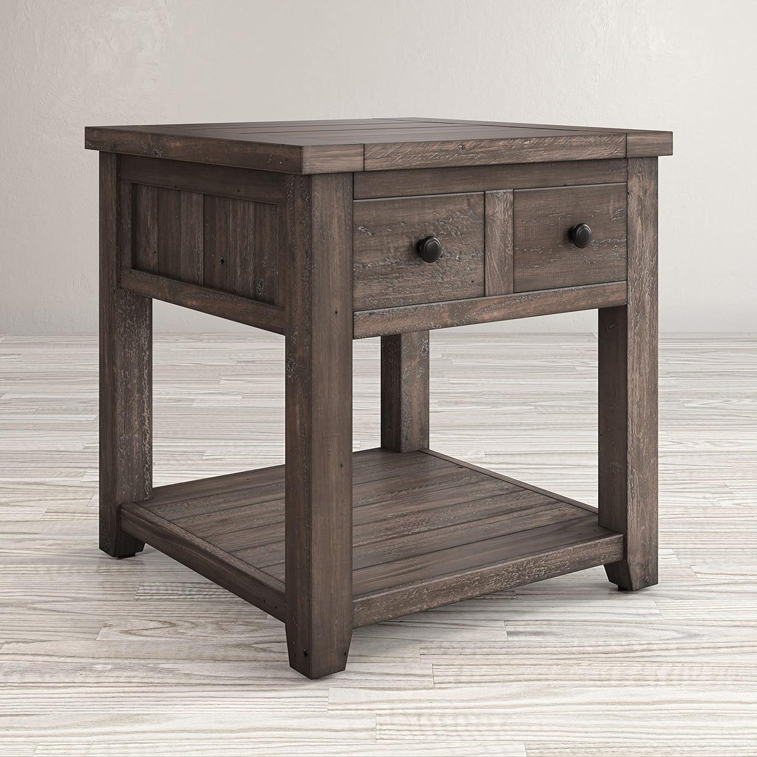 Jofran Madison County Rustic Reclaimed Pine Farmhouse End Table