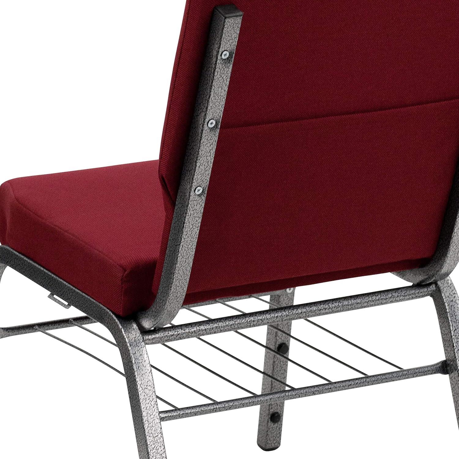 Flash Furniture Hercules Series 18.5"W Upholstered Adult Church Chair with Book Rack, Burgundy