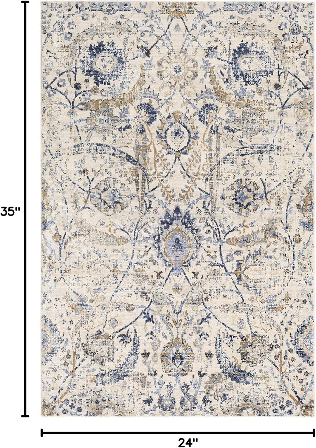 Avellino Beige and Gray Synthetic Fur Rectangular Rug, 2' x 2'11"