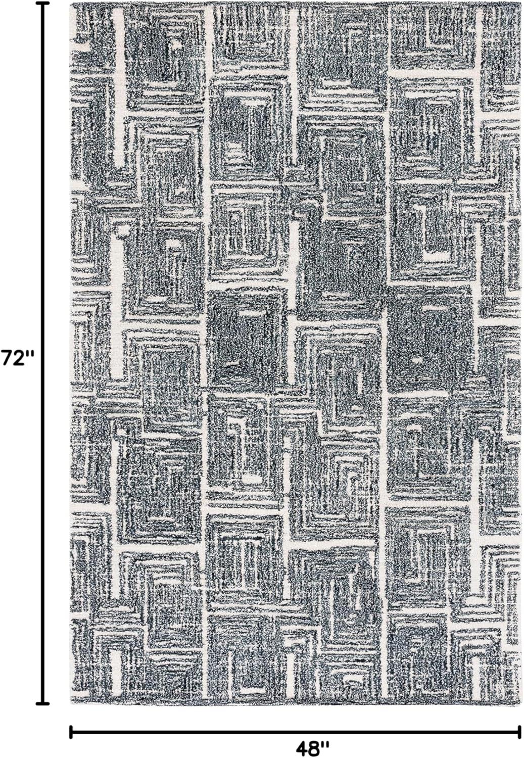 Metro MET177 Hand Tufted Indoor Area Rug - Black/Ivory - 4'x6' - Safavieh