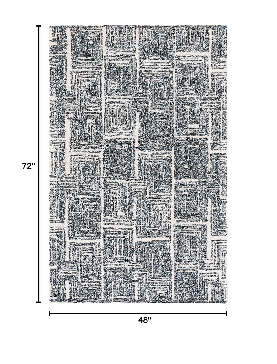 Metro MET177 Hand Tufted Indoor Area Rug - Black/Ivory - 4'x6' - Safavieh