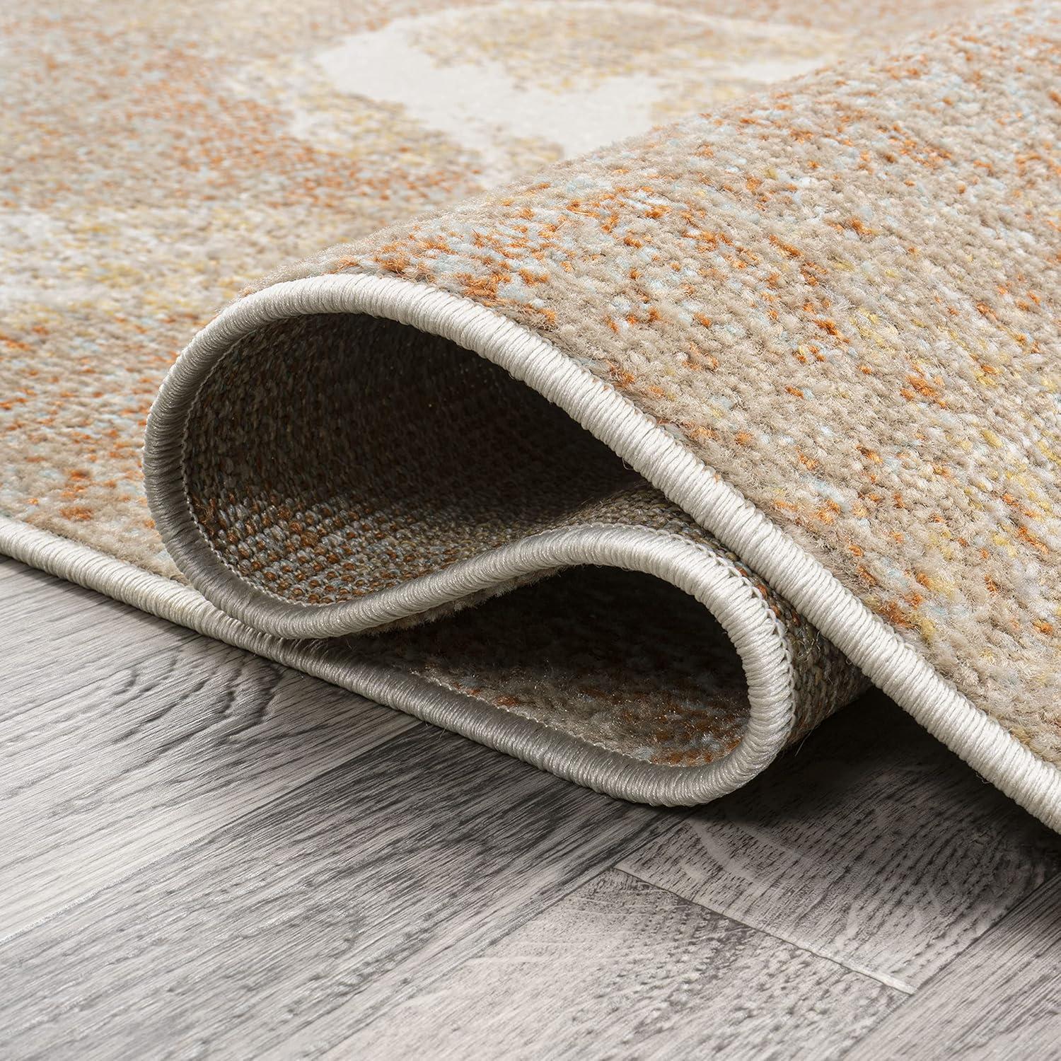 3' x 5' Petalo Abstract Two-Tone Modern Area Rug, Orange/Beige/Cream - JONATHAN Y