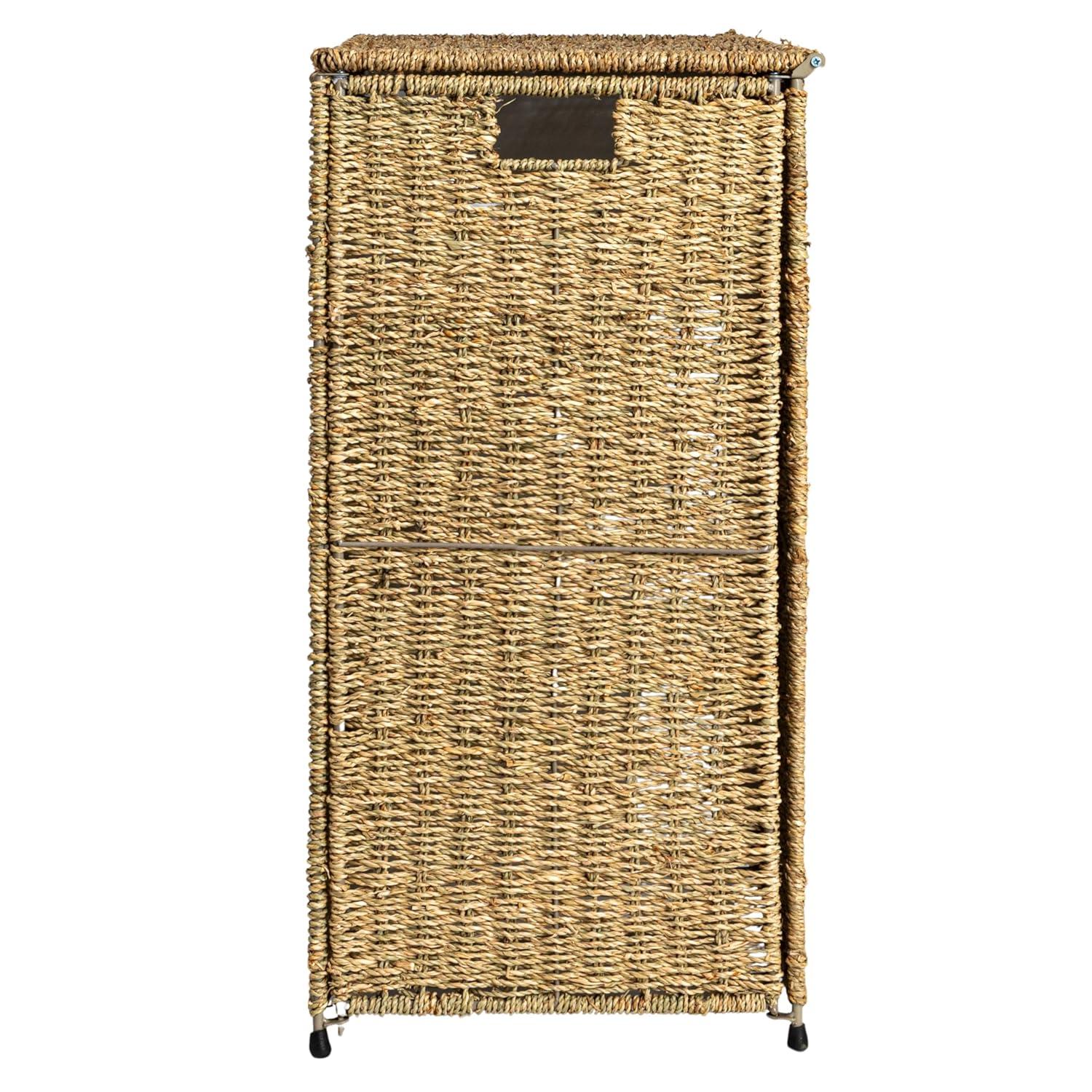 3 Compartment Laundry Sorter, Wicker Laundry Sorter, Gray