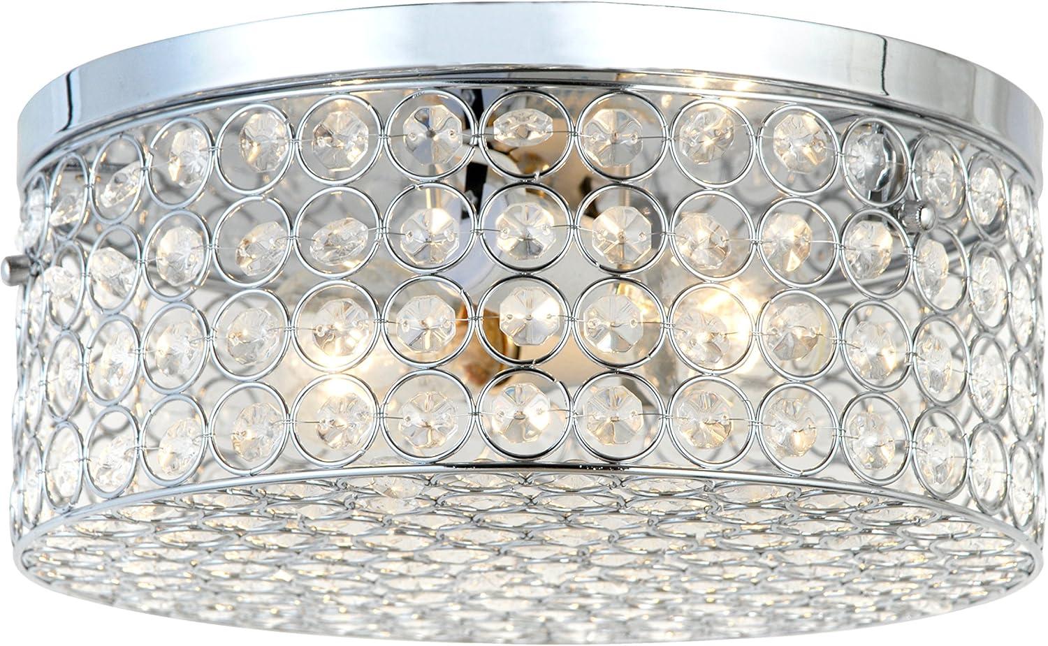 Luxurious 12" Chrome Crystal Flush Mount Ceiling Light