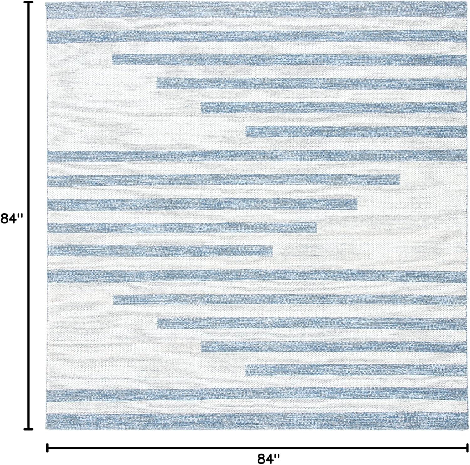 Striped Kilim STK504 Hand Woven Area Rug - Ivory/Blue - 7'x7' - Safavieh.