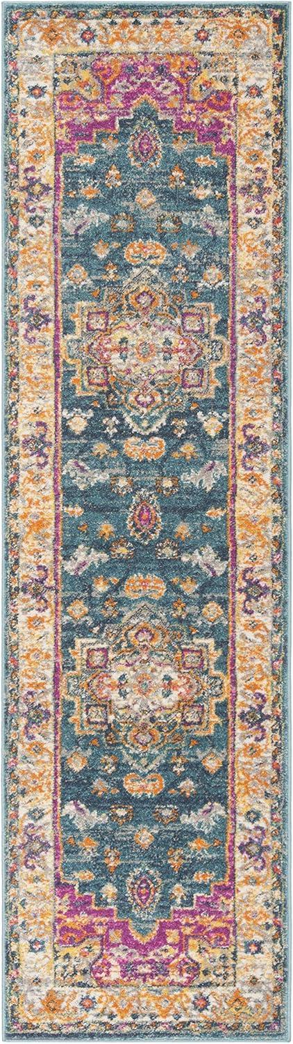 Madison 200 MAD202 Power Loomed Indoor Runner Rug - Blue/Multi - 2'3"x10' - Safavieh