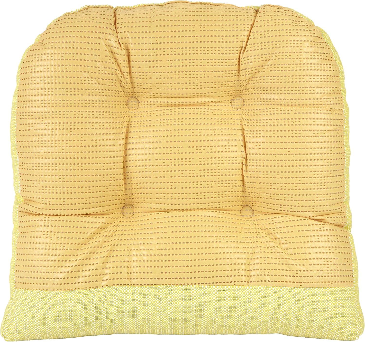 Klear Vu Gripper Overstuffed Universal Non-Slip Dining Chair Cushions for Kitchen Decor or Office Use, U-Shaped Skid-Proof Seat Pad, 15x15 Inches, 4 Count, Solid Yellow