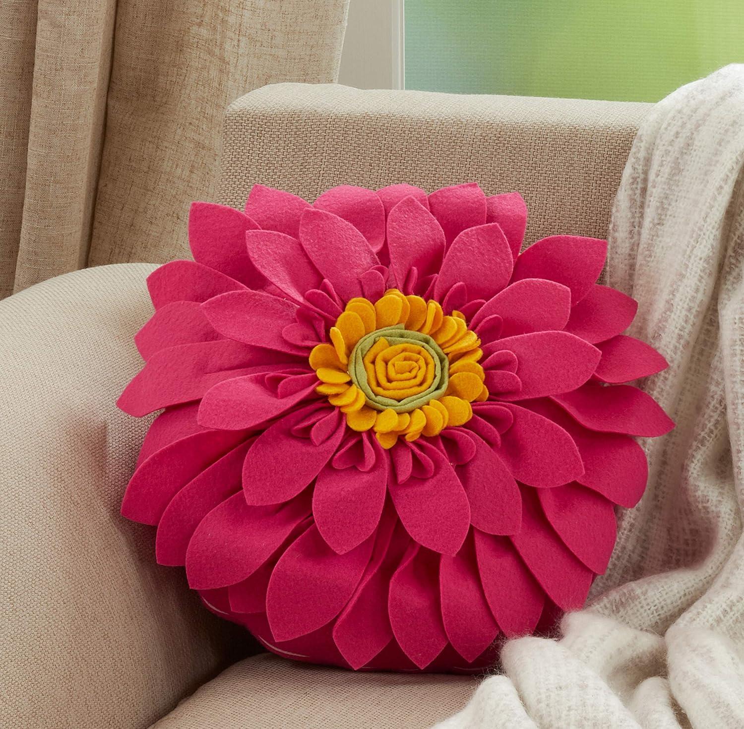 Fleur De Jardin Appliqued Throw Pillow