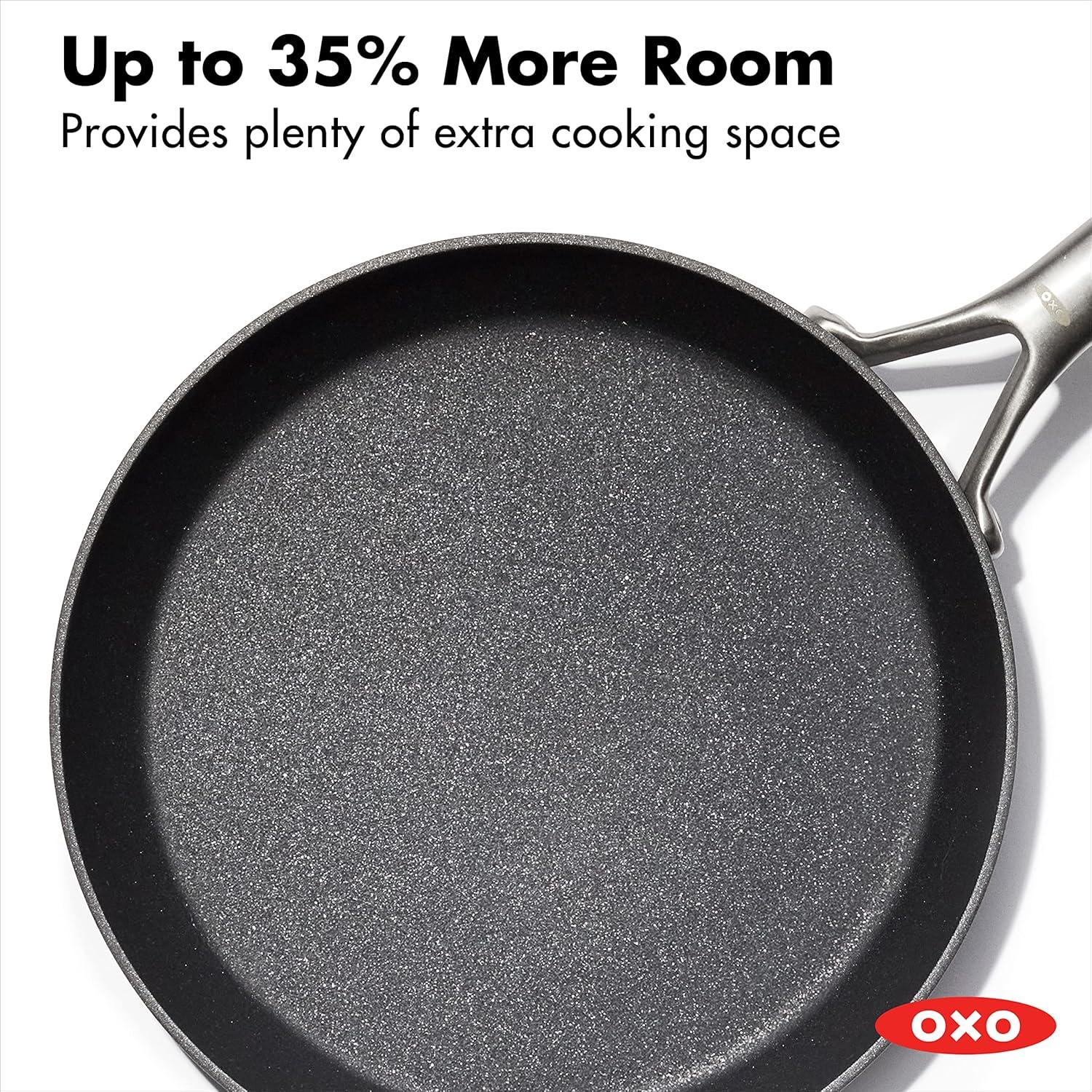 OXO 12" Ceramic Pro Non-Stick Open Frypan Gray: Dishwasher-Safe, Induction & Gas Compatible, Aluminum, 12" Diameter