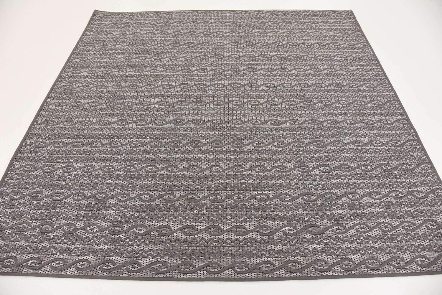 Unique Loom 6' 0 x 6' 0 Square Gray Outdoor Modern Links Area Rug