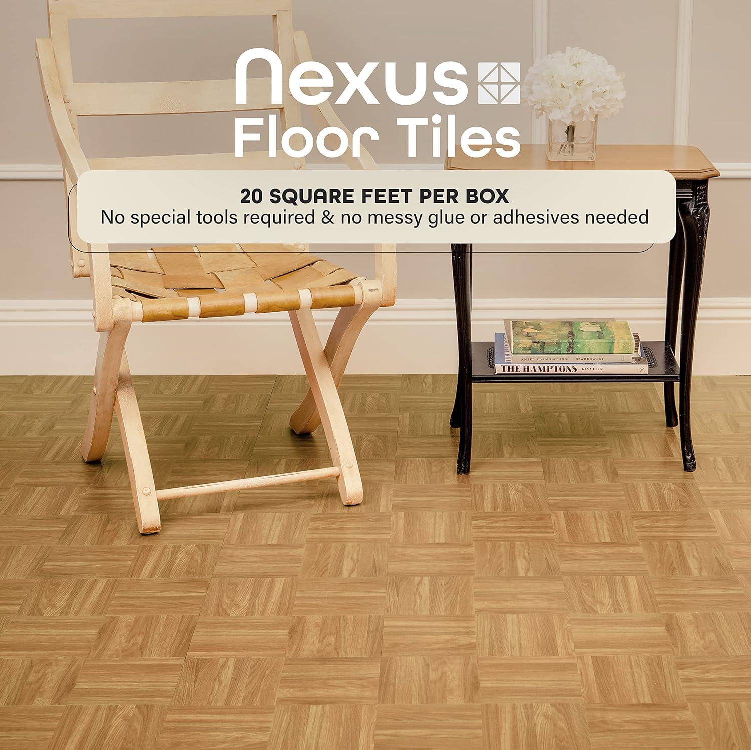 Achim Nexus 12"x12" 1.2mm Peel & Stick Vinyl Floor Tiles 20 Tiles/20 Sq. Ft. Oak Parquet