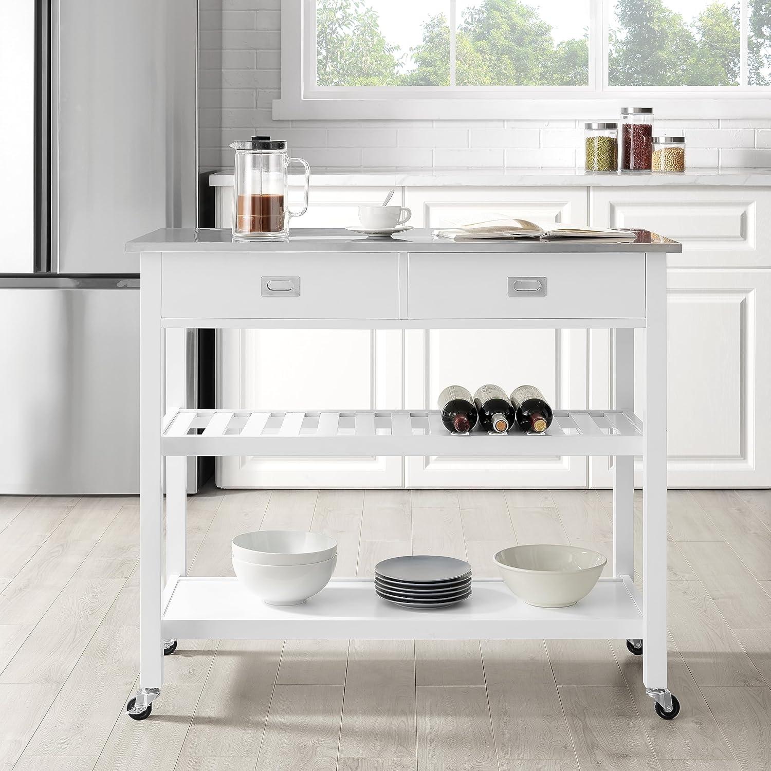 Chloe Stainless Steel Top Kitchen Island Cart - Crosley