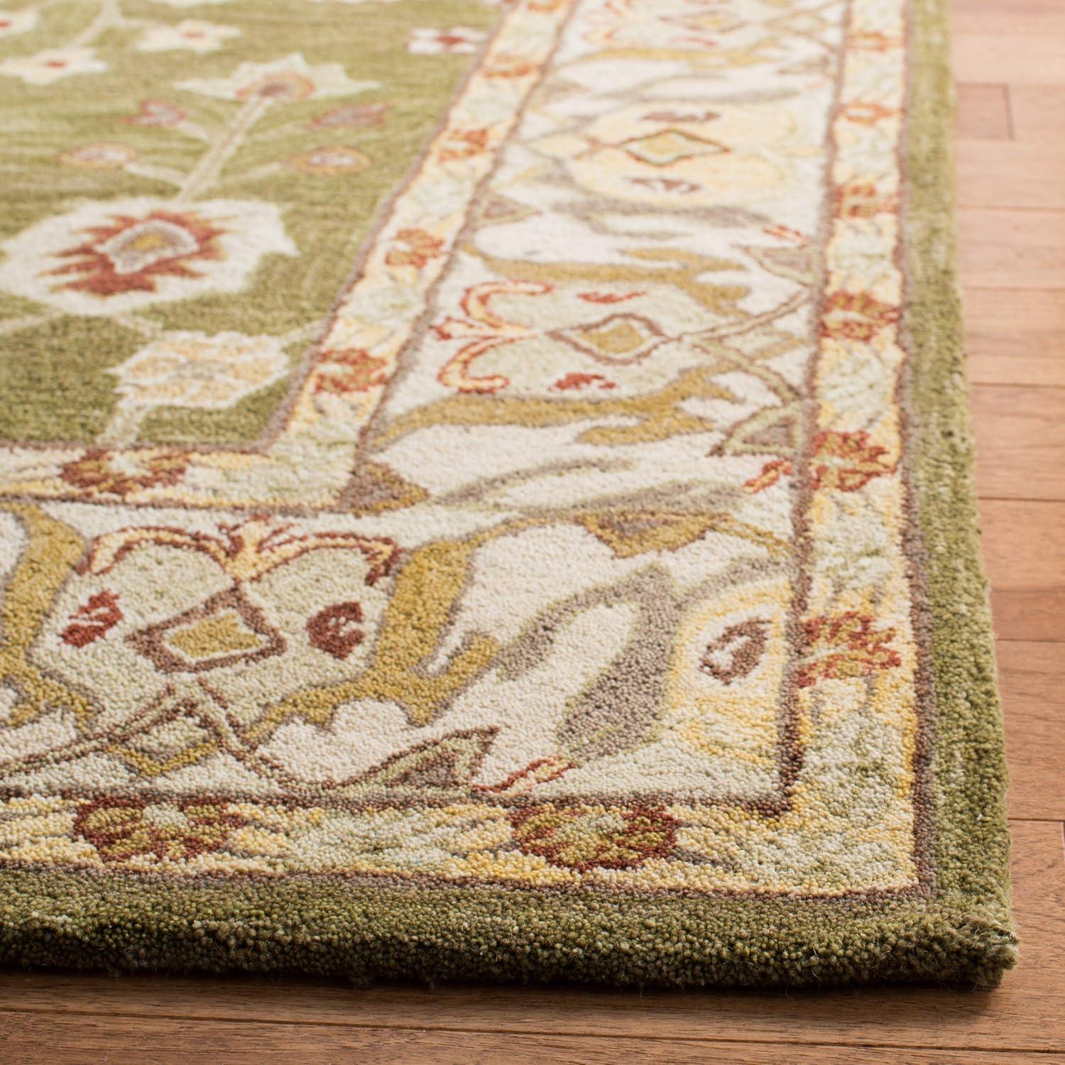 SAFAVIEH Anatolia Sandy Traditional Wool Area Rug, Moss/Ivory, 9' x 12'