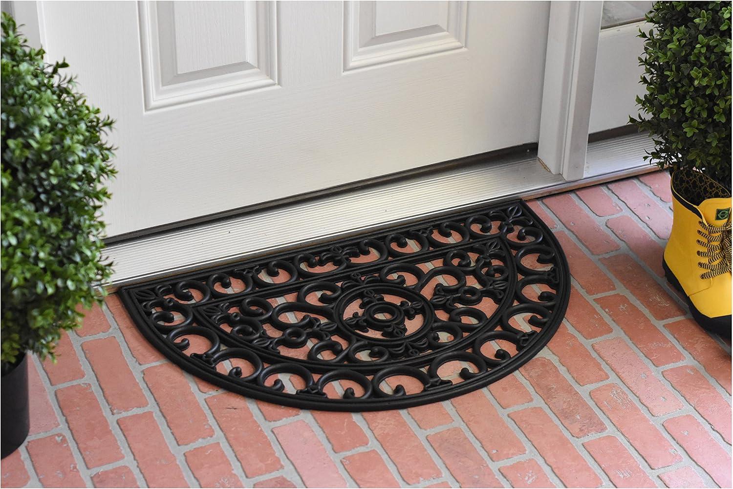 Aristotle Scroll 2-ft x 3-ft Black Rubber Outdoor Doormat