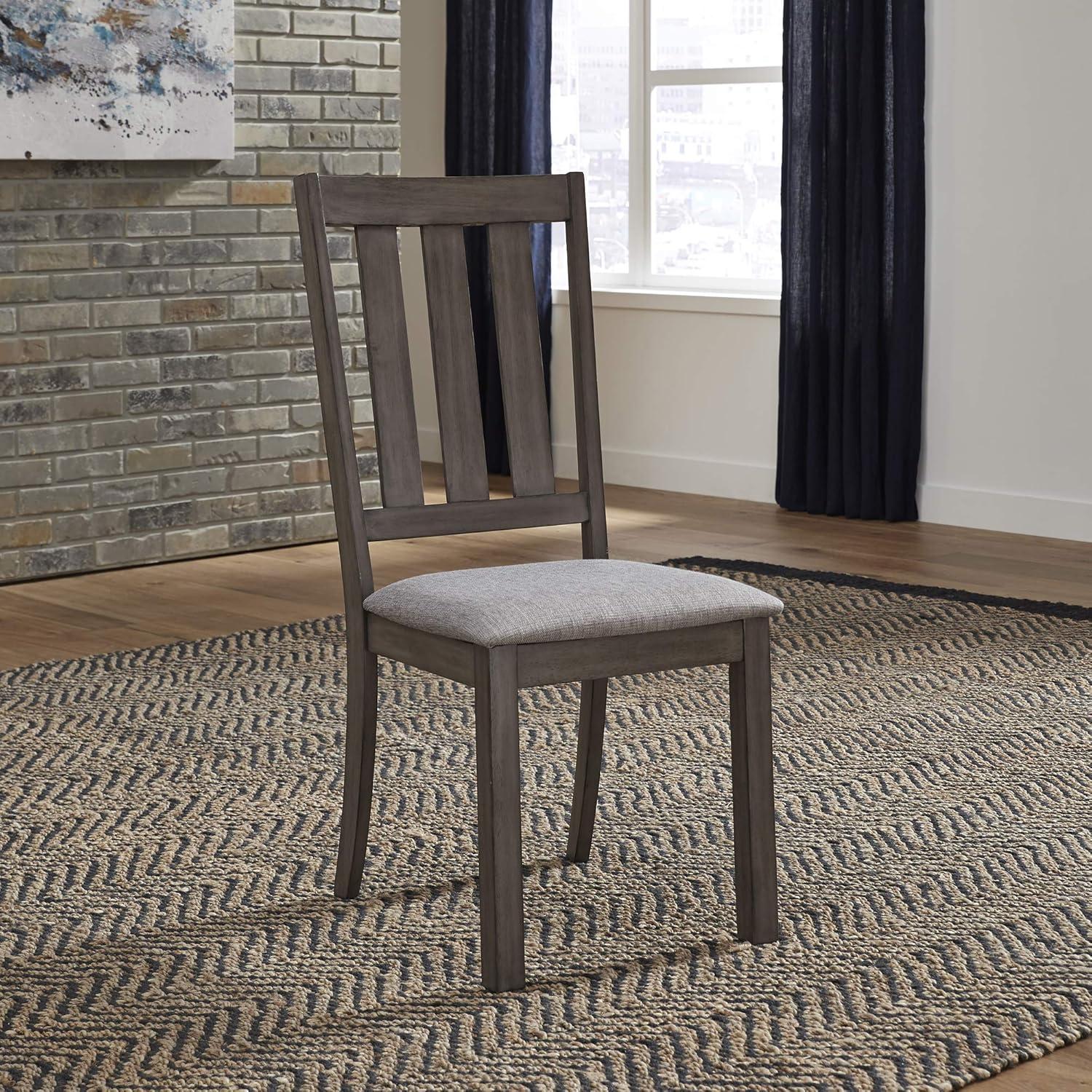 Greystone Upholstered Slat Back Side Chair with Wood Frame