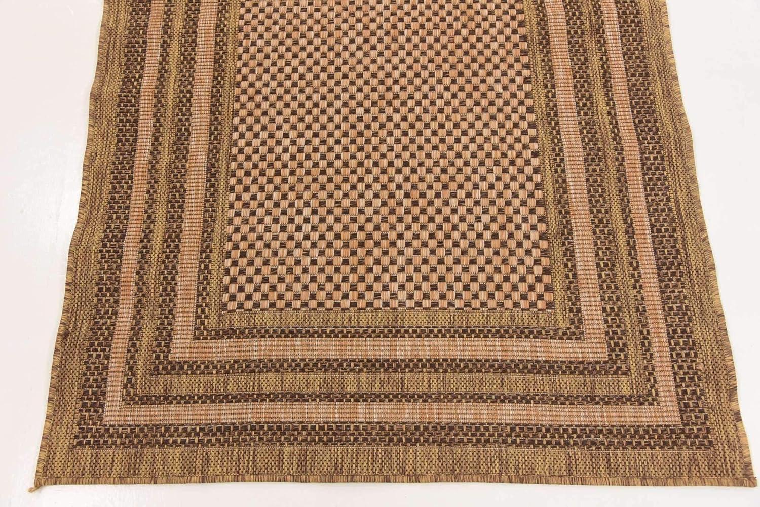 Light Brown and Gold Rectangular Outdoor Rug