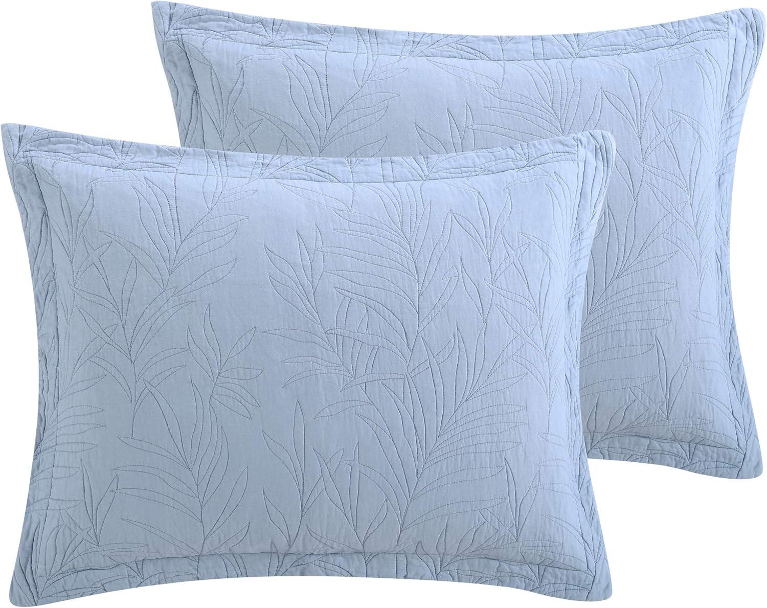 Costa Sera Blue Cotton Embroidered Standard Shams, 2-Pack