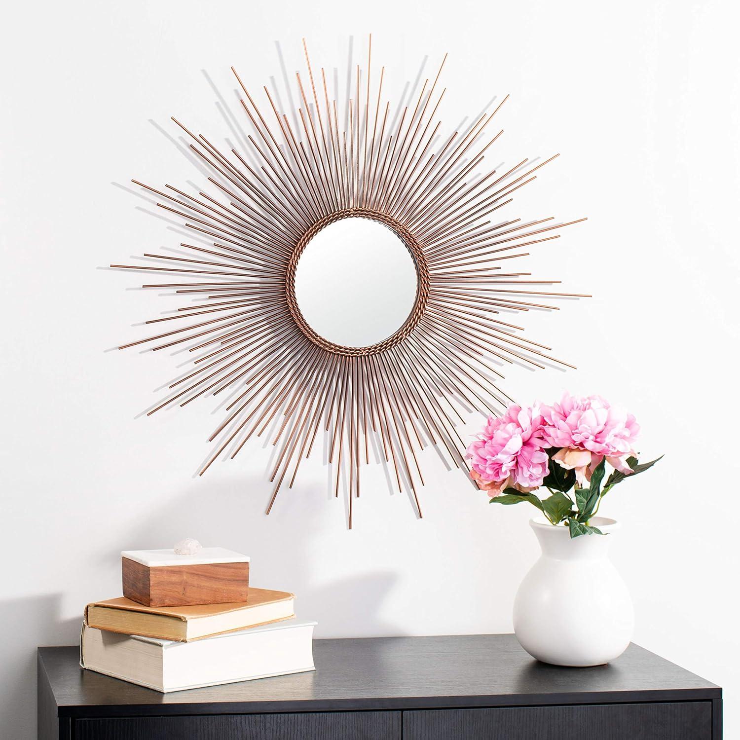 Safavieh Genevieve Radiant Lines Round Sunburst Mirror, Copper