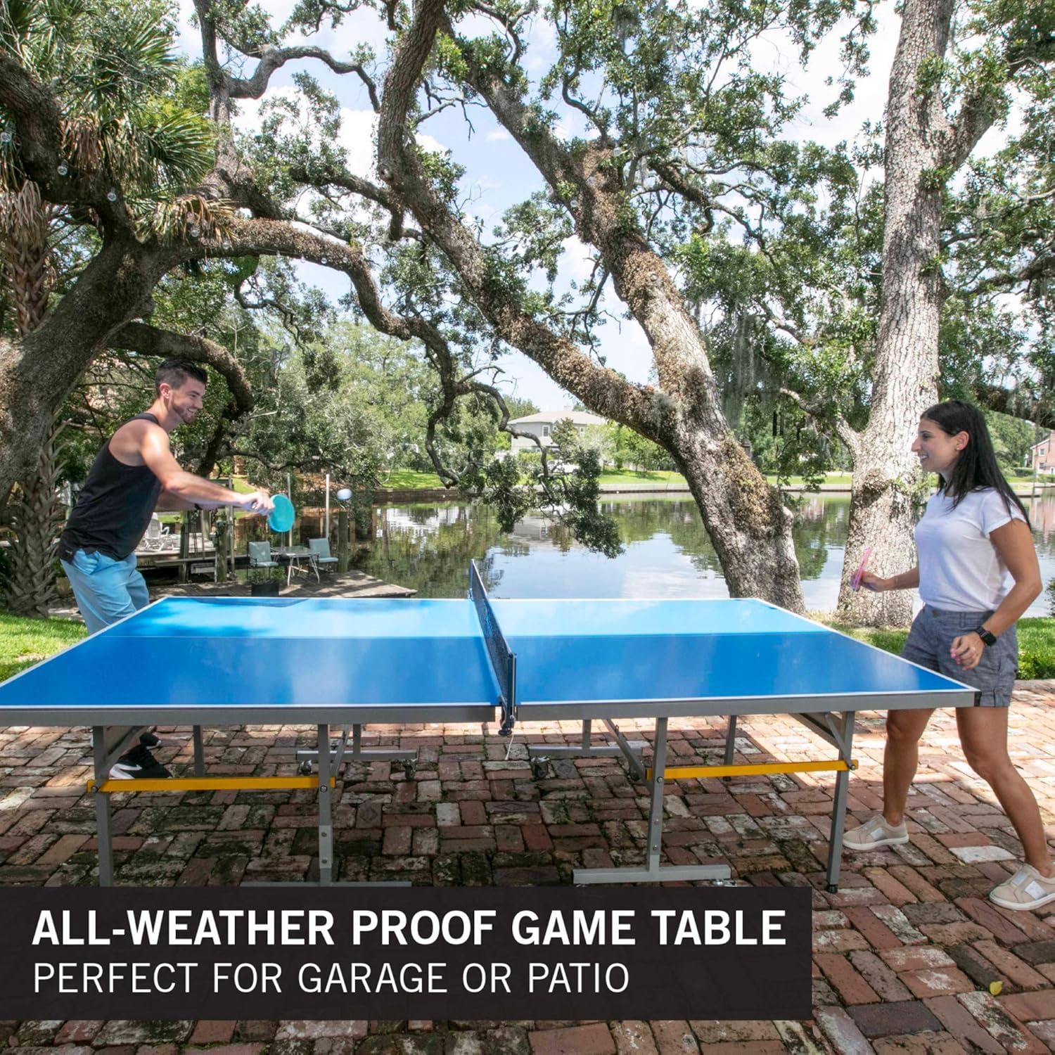 STIGA Blue Aluminum Outdoor Folding Table Tennis Table with Net