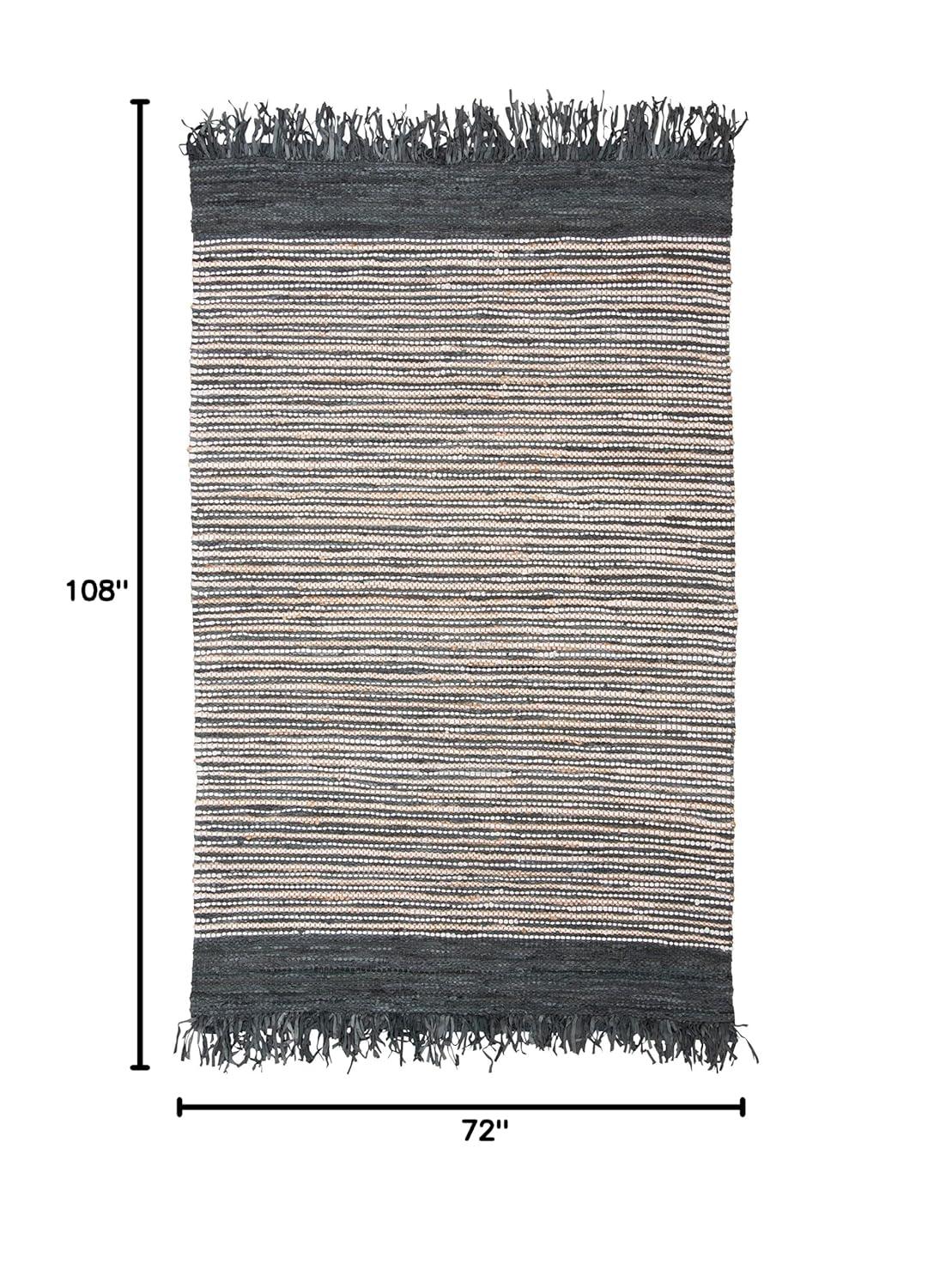 Vintage Leather VTL373 Hand Woven Indoor Area Rug - Dark Grey/Multi - 6'x9' - Safavieh.