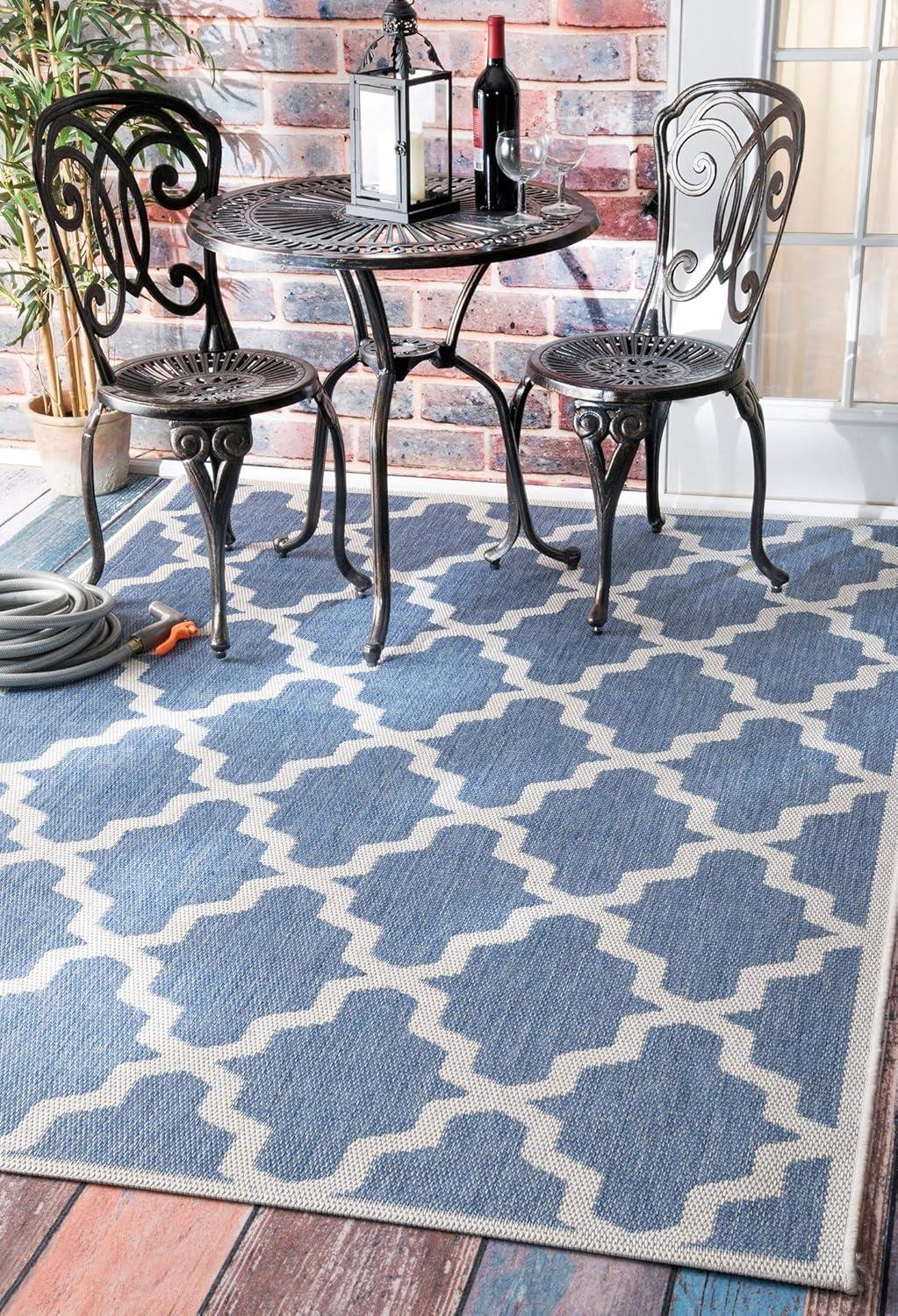 Gina Moroccan Trellis Non-Slip Synthetic Rug, 3' x 5', Blue