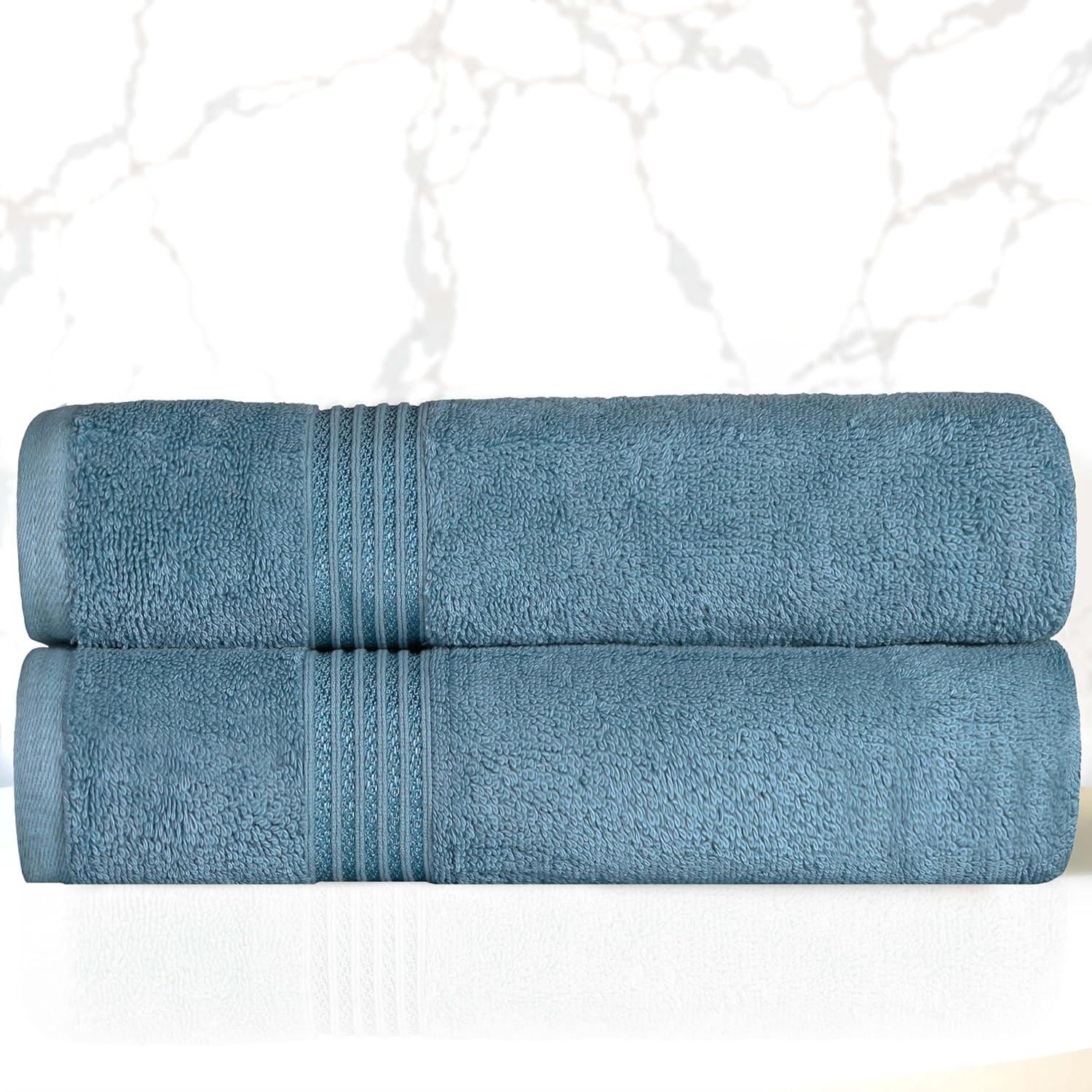 Superior Heritage Certified Egyptian Cotton Plush Absorbent Luxury Bath Towel (Set of 2)