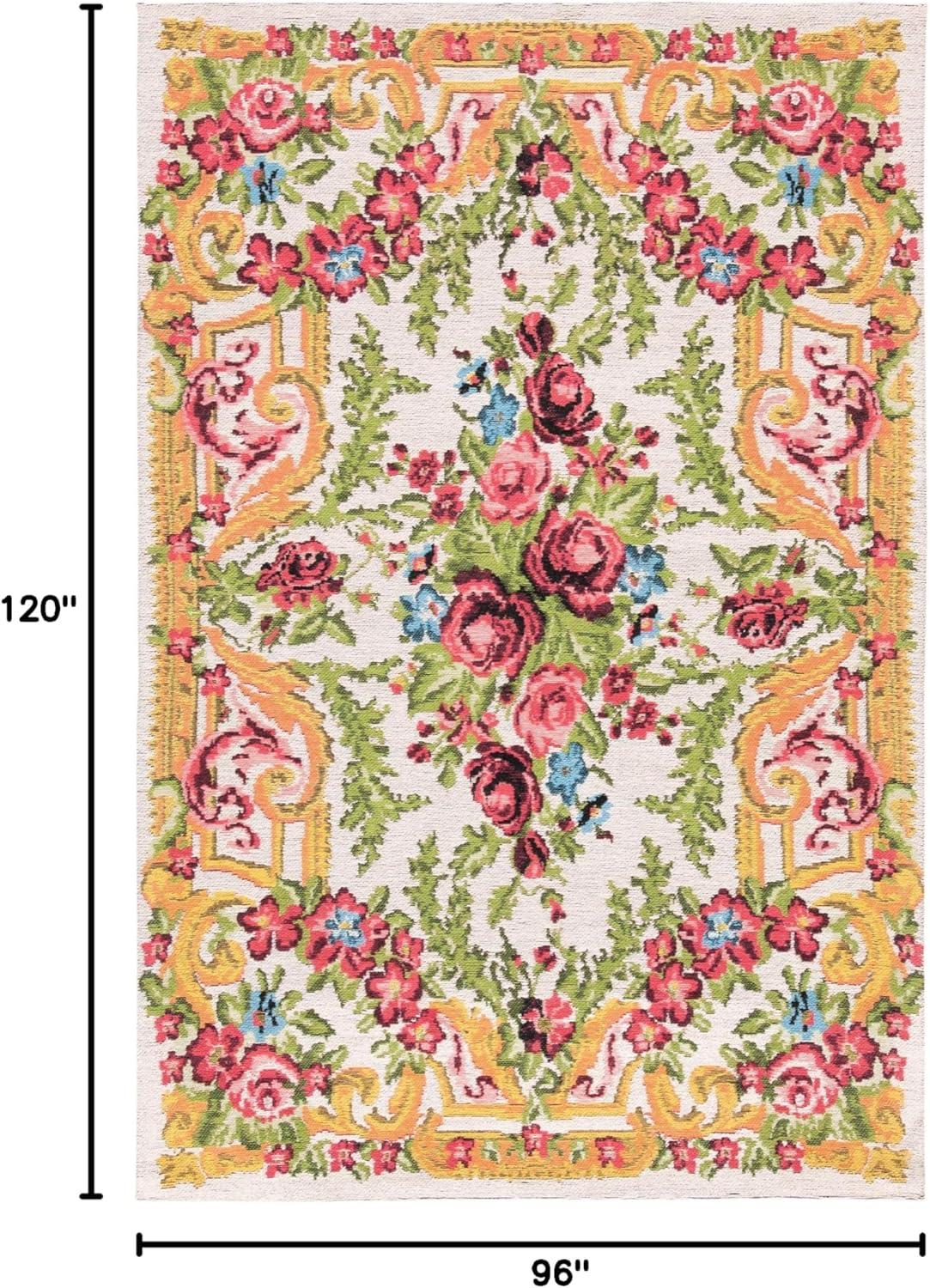 SAFAVIEH Classic Vintage Kyleigh Floral Polyester Area Rug, Ivory/Rose, 8' x 10'