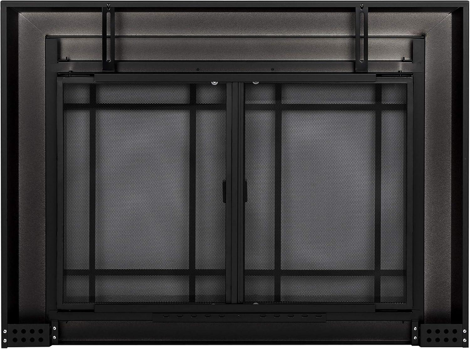 Pleasant Hearth Easton Black Fireplace Glass Firescreen Doors - Medium