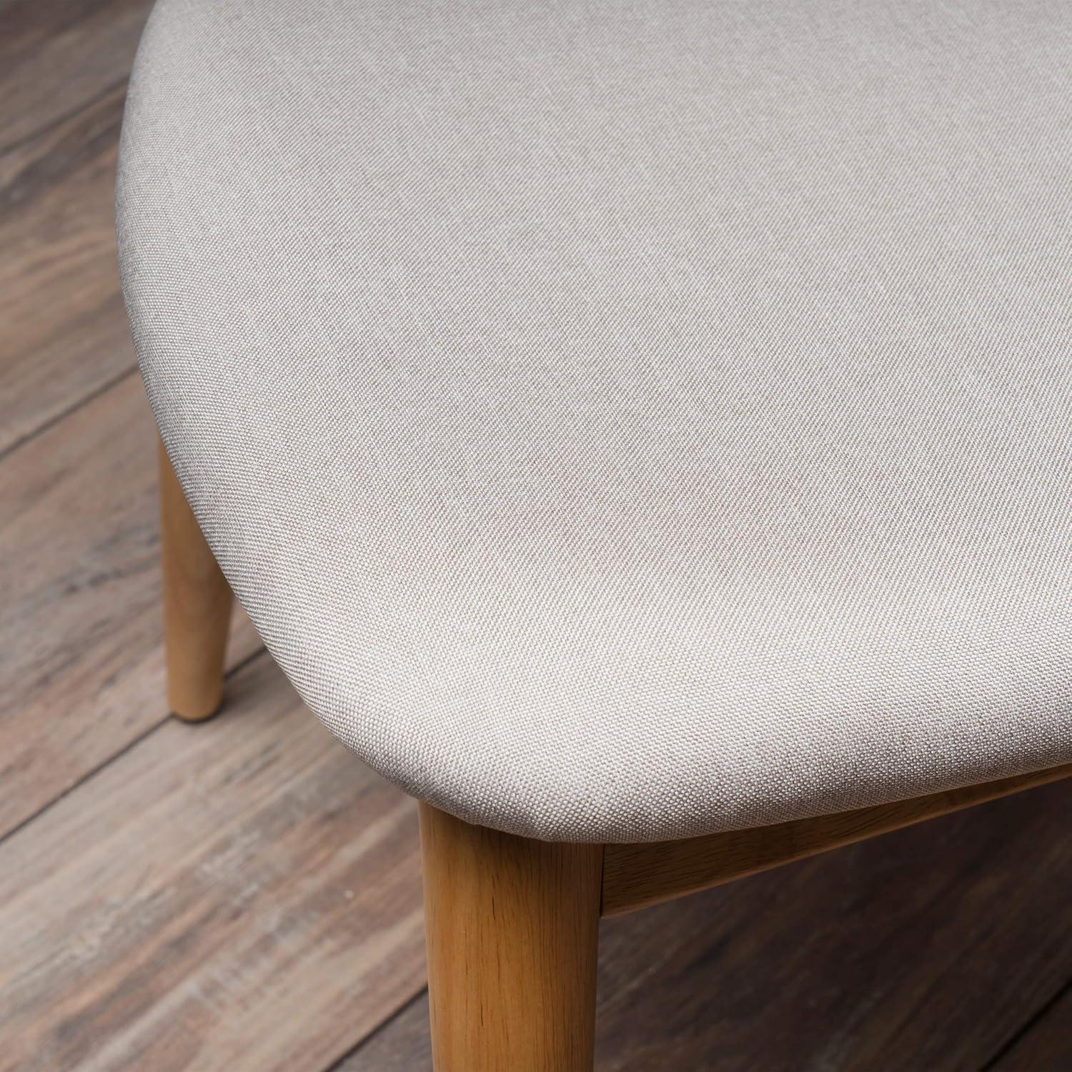 Christopher Knight Home Barron Mid Century Modern Rubberwood Fabric Upholstered Dining Chairs (Set of 2), Beige/Natural Oak