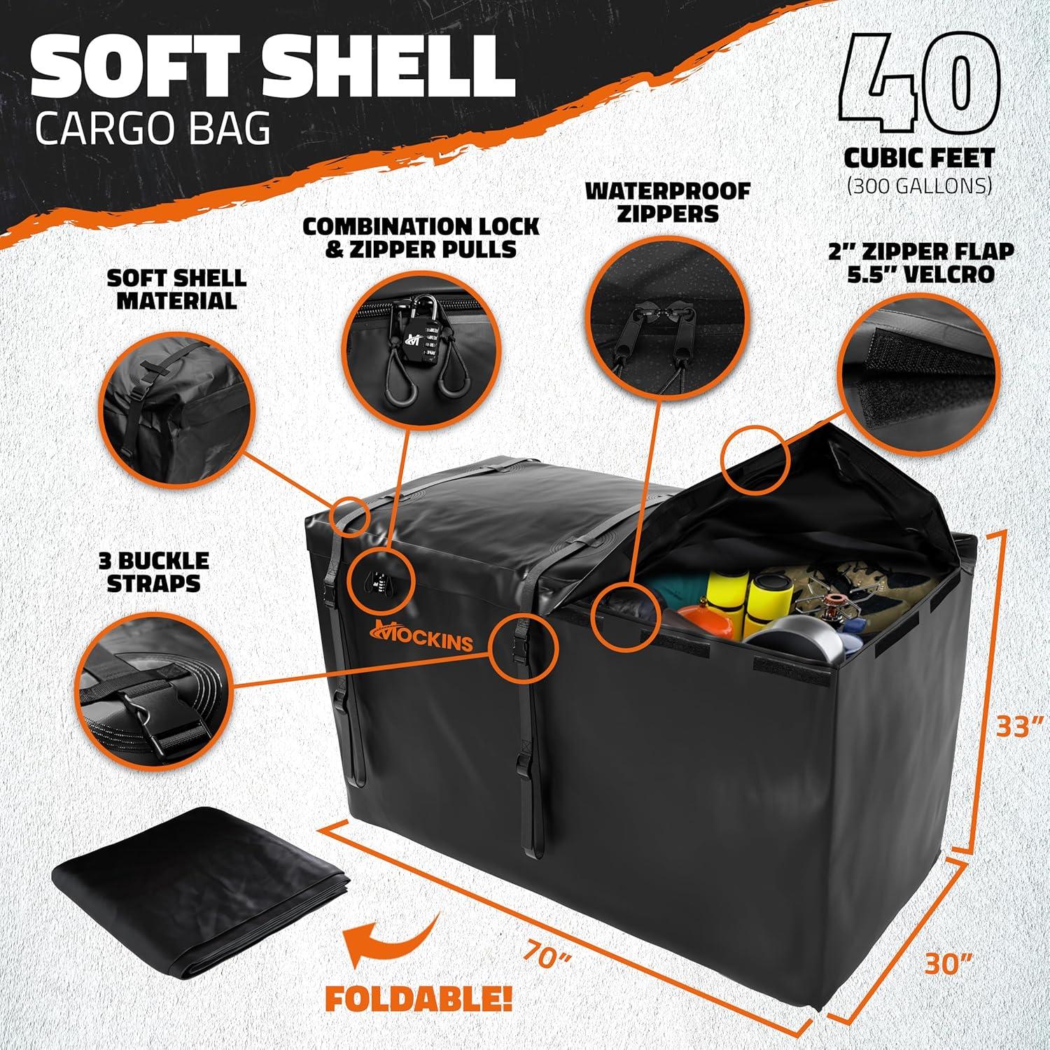 70 in. x 30 in. x 6 in. Foldable Hitch Cargo Carrier with 500 lbs. Capacity - Includes 40 cu. ft. Waterproof Cargo Bag