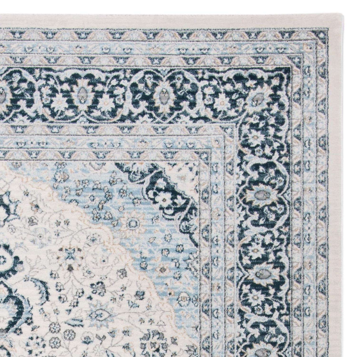 Isabella ISA919 Power Loomed Area Rug - Cream/Dark Blue - 4'x6' - Safavieh