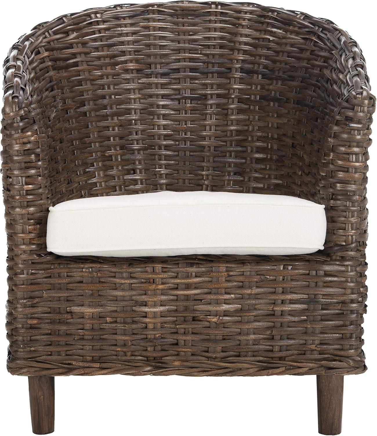 Omni Barrel Chair - FOX6501 - White/Brown - Safavieh