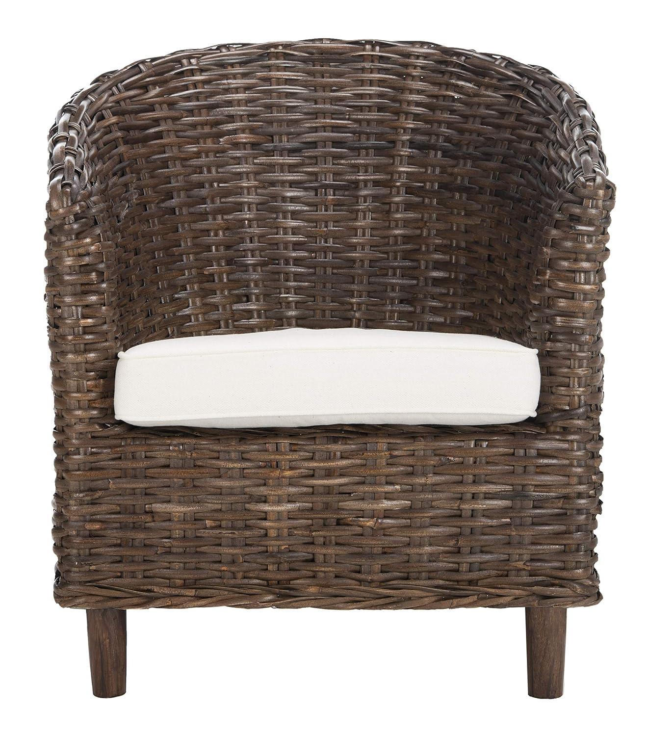 Omni Barrel Chair - FOX6501 - White/Brown - Safavieh