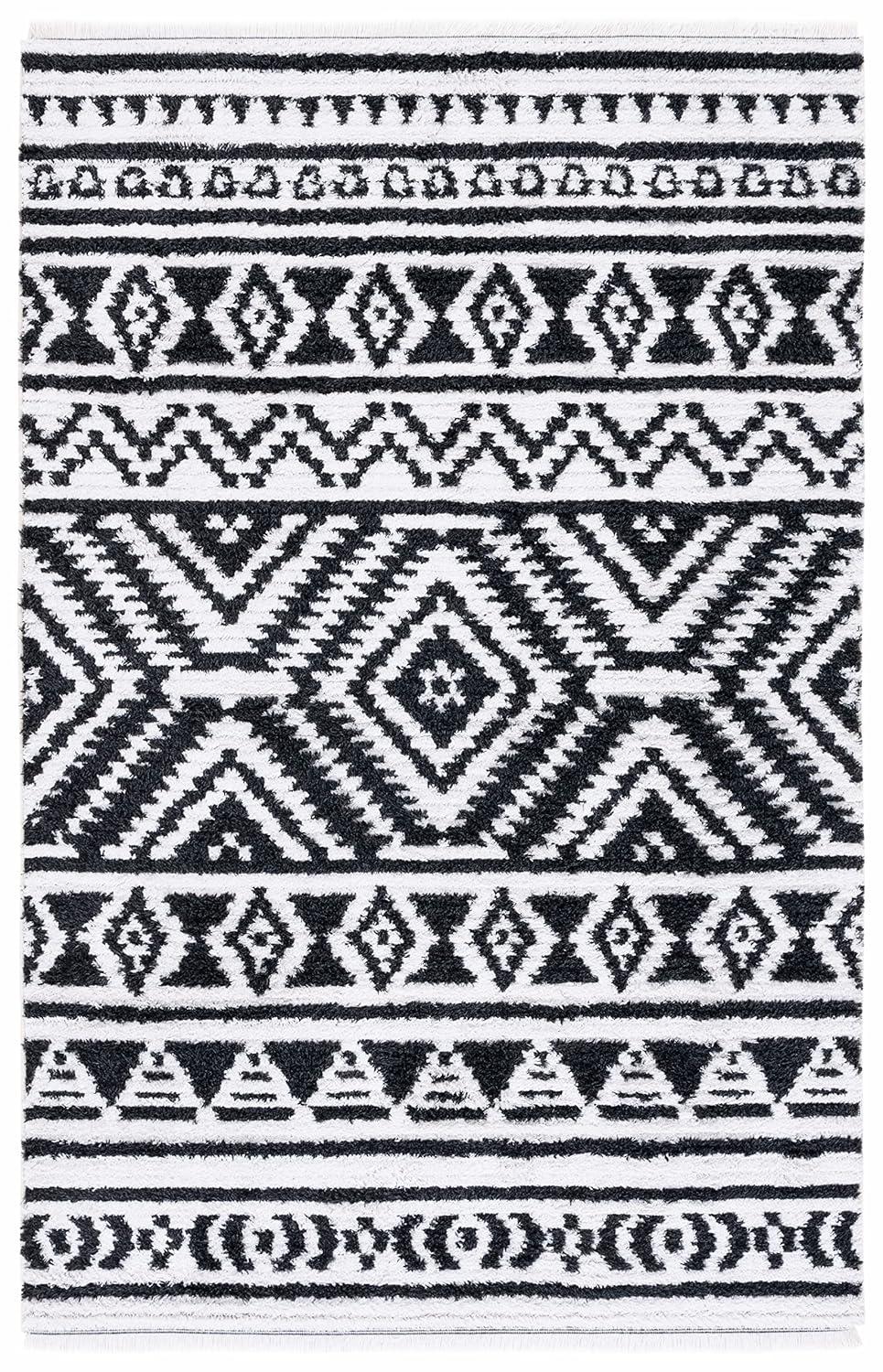 Augustine AGT849 Machine Made Indoor Area Rug - Black/Ivory - 6'-4"x9'-6" - Safavieh