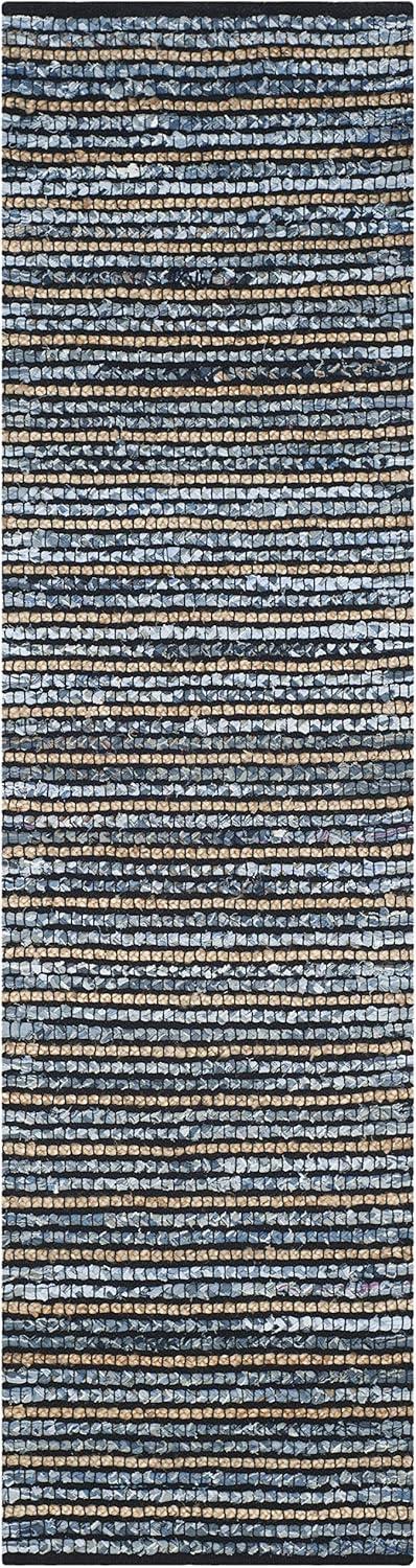 Coastal Charm Hand-Knotted Blue Cotton Area Rug - 27"x12"