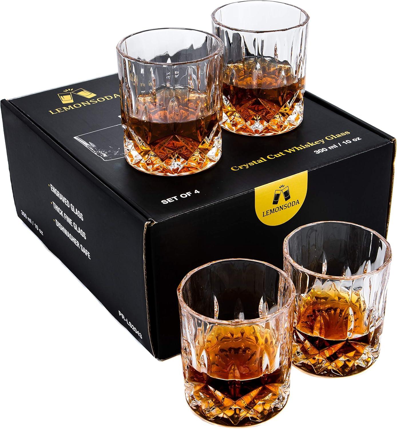 Crystal Cut Old Fashioned Whiskey Glasses (10oz)