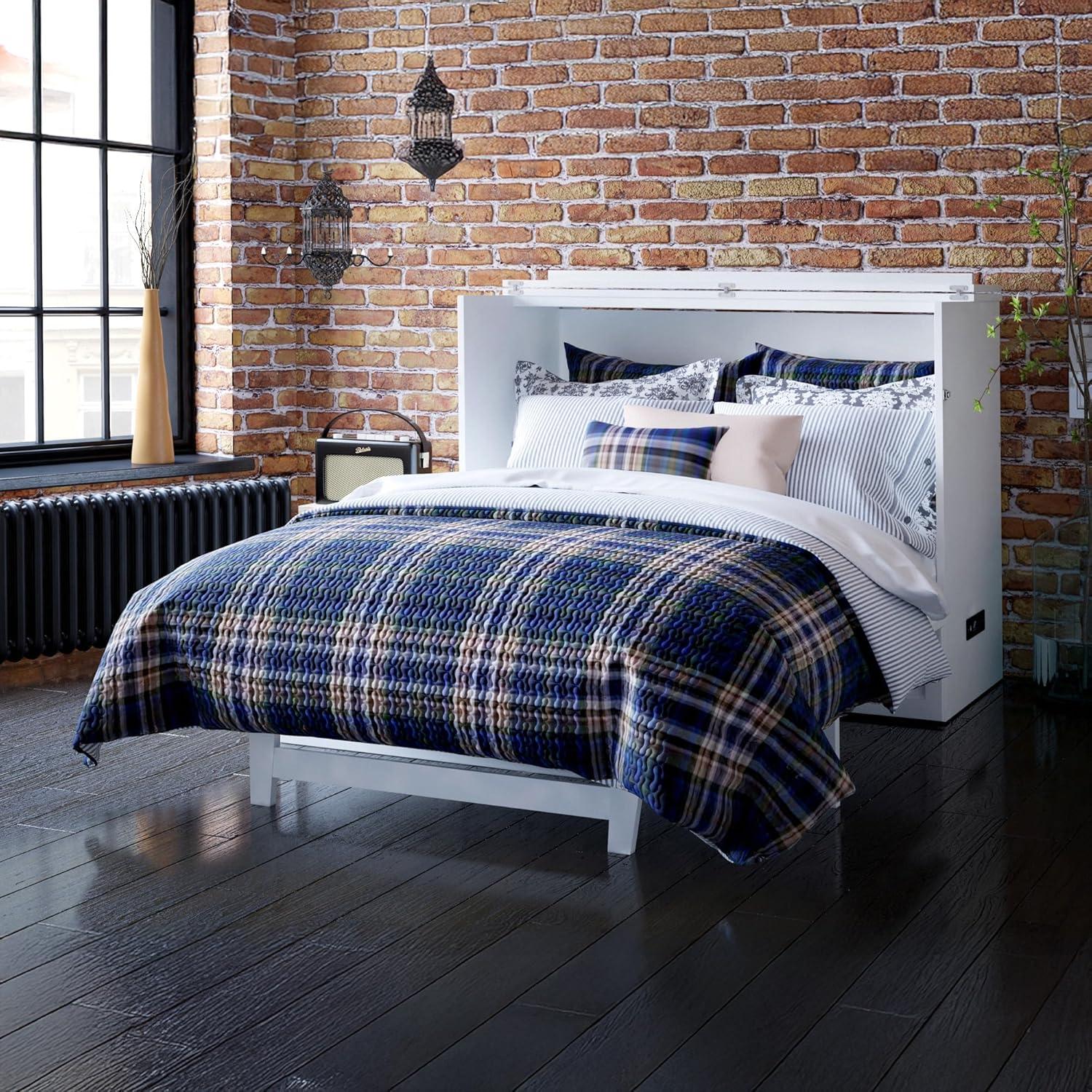 Full Deerfield Murphy Bed Chest USB Turbo Charger White - AFI