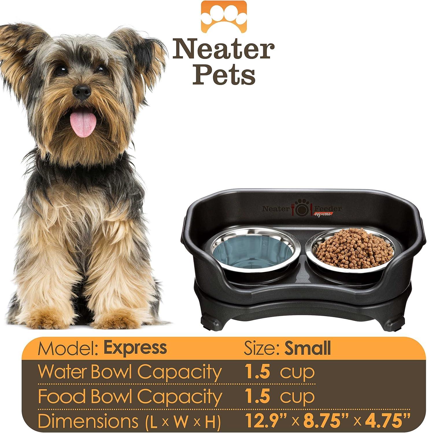 Neater Pets Neater Feeder Express Mess-Proof Elevated Food & Water Bowls for Small Dogs, Black