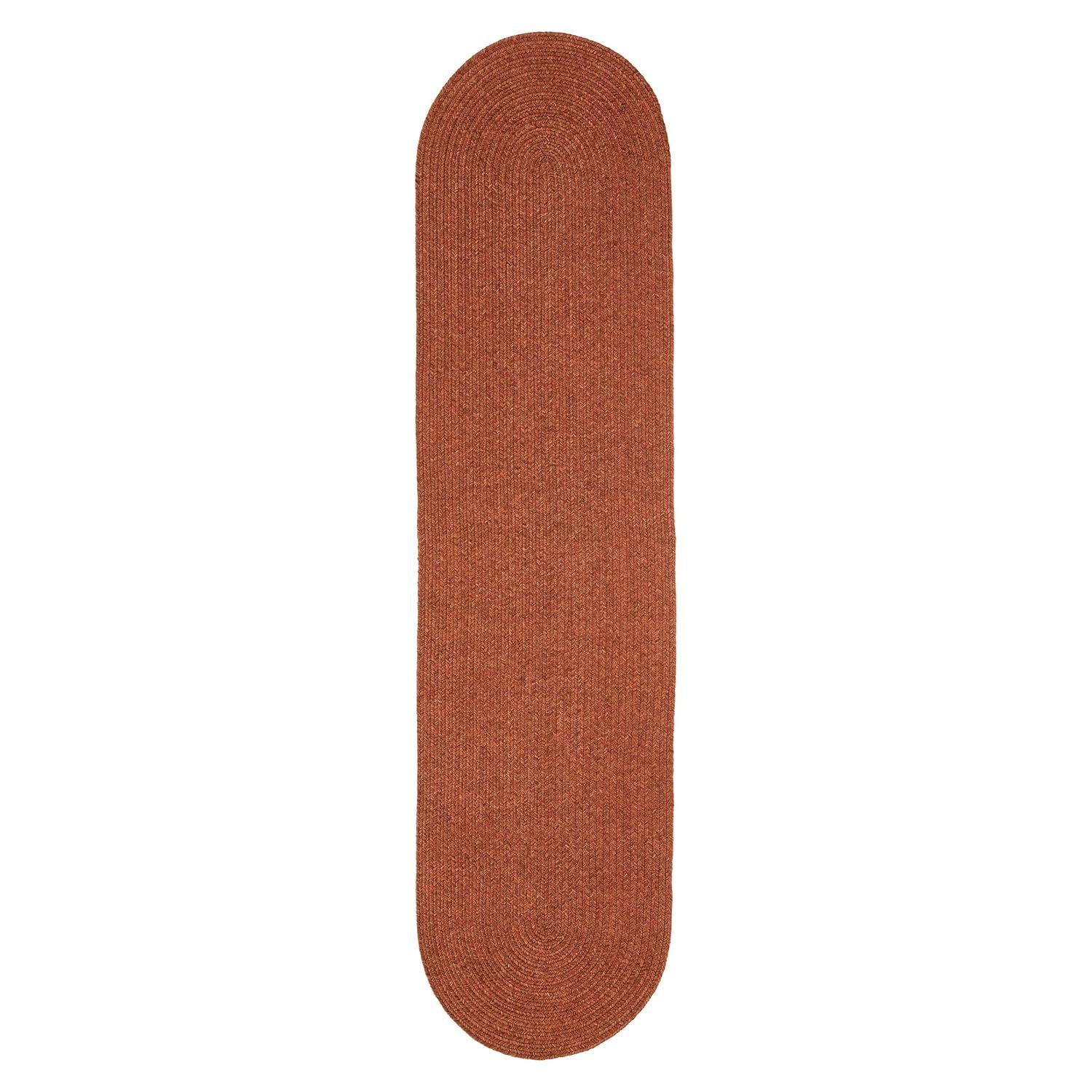 Braided Brick 2 ft. x 8 ft. Solid Indoor/Outdoor Oval Area Rug