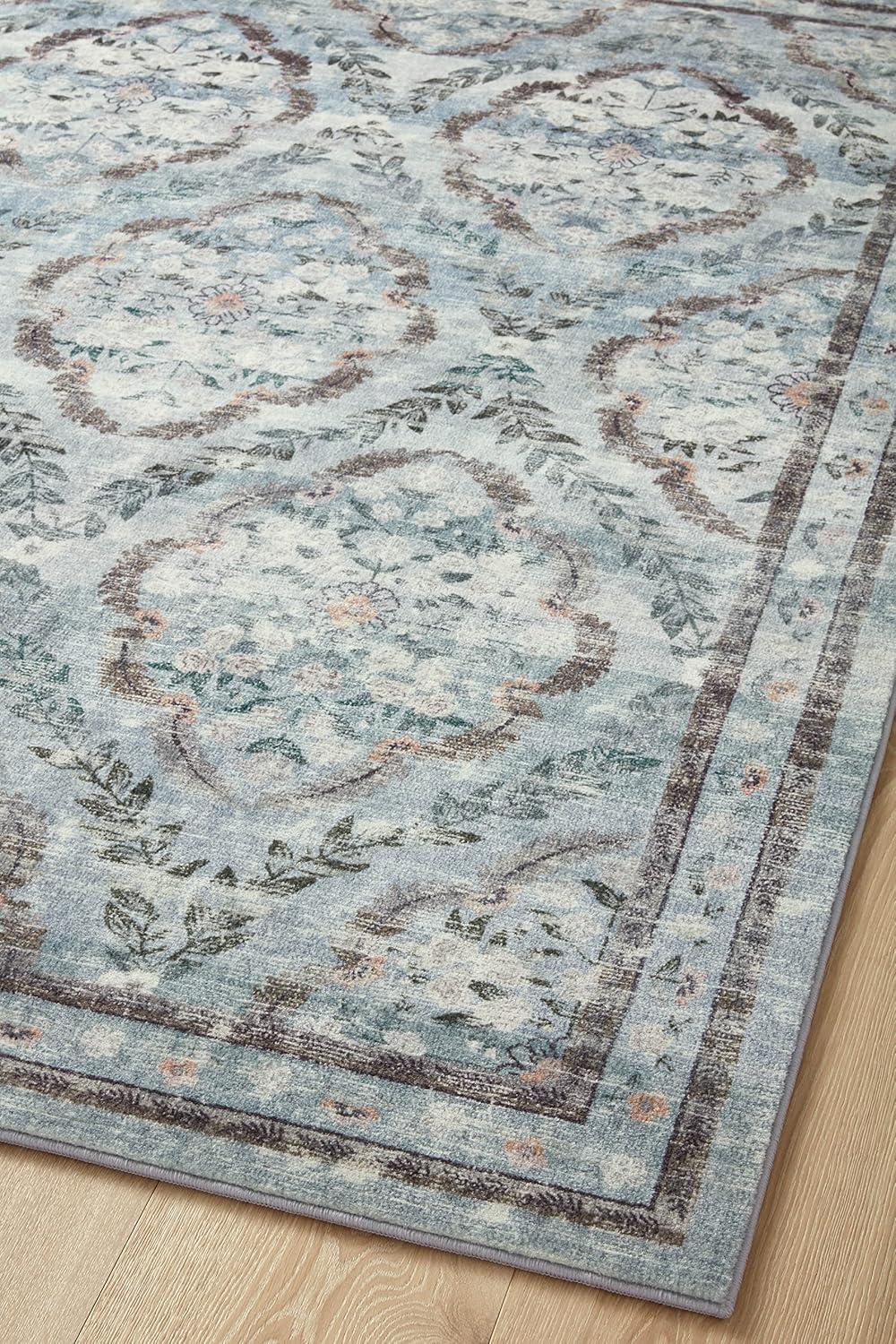 Rifle Paper Co. x Loloi Courtyard Blue Area Rug feat. CloudPile