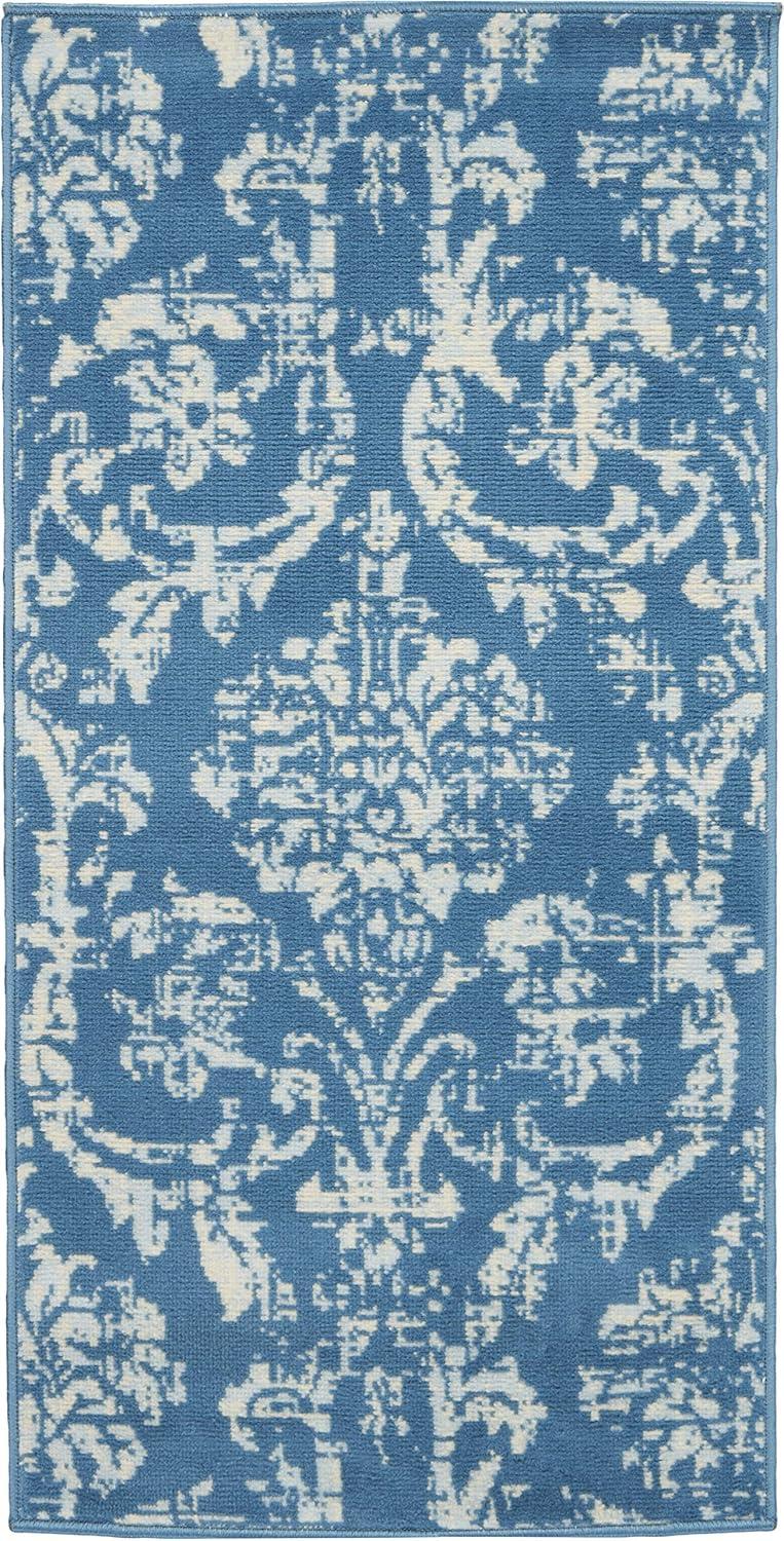 Nourison Jubilant 2' x 4' Blue Area Rug Farmhouse Vintage Damask by Nourison