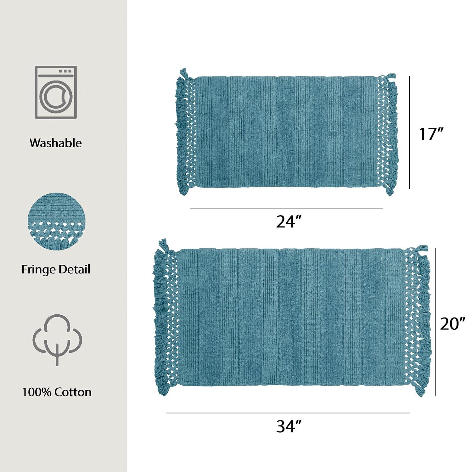 French Connection French Connection Safira Fringe Cotton 2 Piece Bath Rug Set