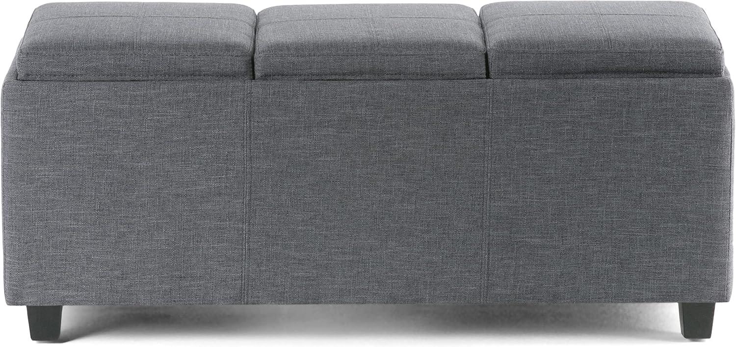 Simpli Home Avalon Storage Bench in Slate Gray