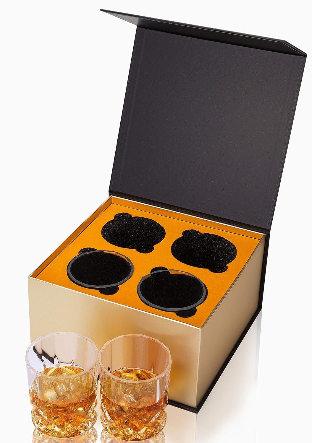 KANARS Whiskey Glasses Set of 4, 10 oz Rocks Glassware for Scotch Bourbon Liquor, Whisky Tumbler